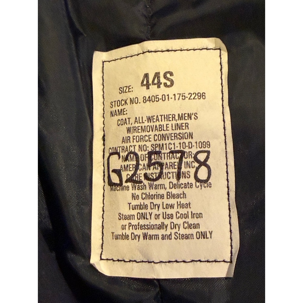 Defense Logistics Agency Trench Coat Mens 44S Blue All Weather Removable Liner * - Picture 3 of 11